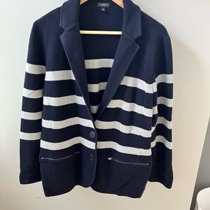 Talbots Navy and White Striped knit Blazer. Excellent condition 1XP